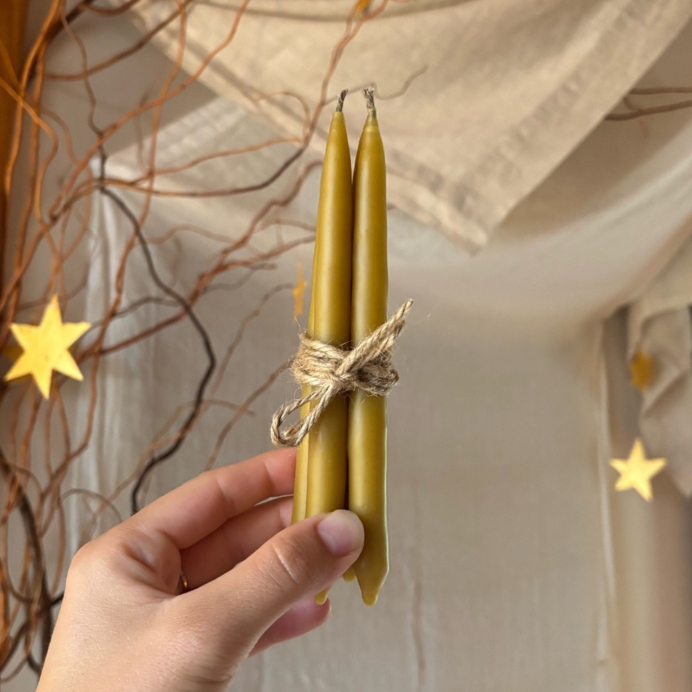 Homemade All-Natural Toxic Free 100% Beeswax Candle Set